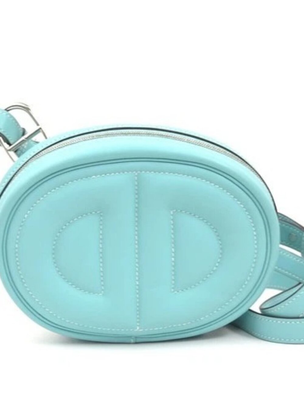 Auth HERMES In The Loop Verso Body Bag Blue Atoll/Silver Swift Leather - 90299a